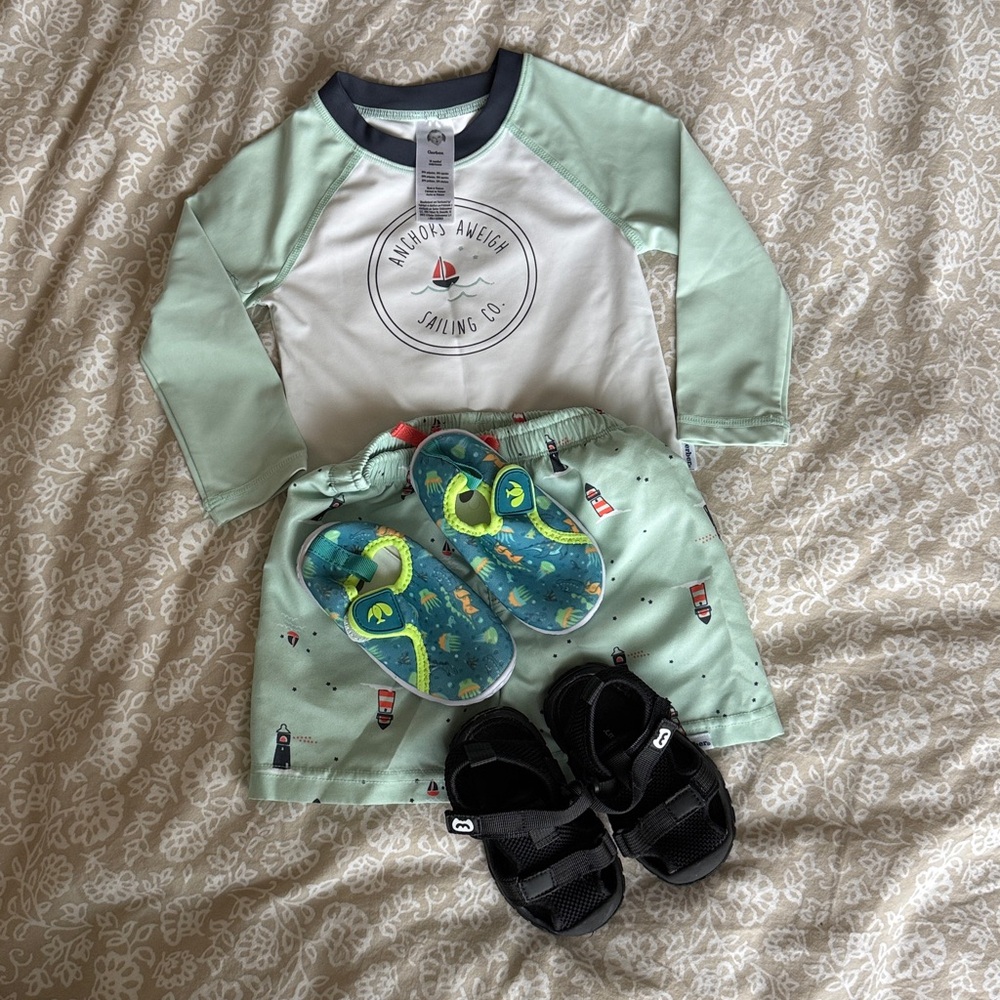 Gerber Mint Green and White Kids Matching Set